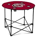 Logo Brands NCAA South Carolina Gamecocks Round Tailgating Table – Portable with Foldable Legs, 4 Cup Holders, Powder-Coated Steel, and 27.6" Surface Diameter, Team Color