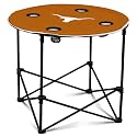 Logo Brands NCAA Texas Longhorns Round Tailgating Table – Portable with Foldable Legs, 4 Cup Holders, Powder-Coated Steel, and 27.6" Surface Diameter, Team Color