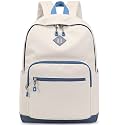 Lohol Classic Backpack for Girls Boys Teens, Lightweight Bookbag for School Travel College (Beige/Blue)