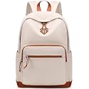 Lohol Classic Backpack for Girls Boys Teens, Lightweight Bookbag for School Travel College (Beige/Orange)