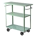 LOKKHAN 3-Tier Metal Rolling Cart with Wheels, 39.37x15.74x41 in, Pea Green