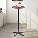 LOKKHAN 43.3" Tall Roman Column Table, Bar Height Standing Cocktail Bistro Pub Table, Heavy Duty Cast Iron, Solid Wood Tabletop, Waterproof for Patio Backyard Garden Balcony Frontborch, Space-Saving