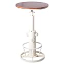LOKKHAN Industrial Bar Table 38.6"-48.4" Height Adjustable Swivel Round Wood Tabletop 23.7" Dia, Kitchen Dining Office Coffee Bistro Pub Table (Aged White)