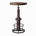 LOKKHAN Industrial Bar Table 38.6"-48.4" Height Adjustable Swivel Round Wood Tabletop 23.7" Dia, Kitchen Dining Office Coffee Bistro Pub Table