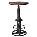 LOKKHAN Industrial Bar Table 38.6"-48.4" Height Adjustable Swivel Round Wood Tabletop 23.7" Dia, Kitchen Dining Office Coffee Bistro Pub Table