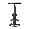 LOKKHAN Industrial Bar Table 38.6"-48.4" Height Adjustable Swivel Round Wood Tabletop 23.7" Dia, Kitchen Dining Office Coffee Bistro Pub Table