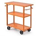 LOKKHAN Orange 3-Tier Metal Rolling Beverage Bar Cart | Waterproof Rustproof Serving Cart with Handle | 39.37 x 15.74 x 41 in | Indoor Use Outdoor Party Utility Storage Cart
