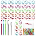 LOKUNN Metal Stitch Markers, 100 Pcs Metal Colorful Crochet Stitch Markers