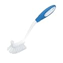 LOLA Pro Utility All Purpose Kitchen Cleaning Brush, Durable Bristles, Comfort Ergonomic Rubber Non-Slip Grip, Built-in Food Scraper, 1 Count