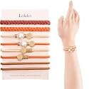 Lolalet Boho Hair Ties for Women, Soft Braided Elastic Bracelets, No-Pull No-Damage Ponytail Holders for Thick Thin Long Curly Hair -8 Pcs, Orange
