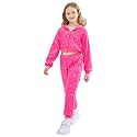 LOLANTA 2Pcs Girls Dance Outfits Cropped Sequin Jacket Pants Set, Kids Hip Hop Dance Costumes for 80s 90s Party 5-15 Years