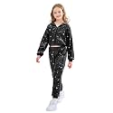 LOLANTA 2Pcs Girls Dance Outfits Cropped Sequin Jacket Pants Set, Kids Hip Hop Dance Costumes for 80s 90s Party 5-15 Years