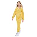 LOLANTA 2Pcs Girls Dance Outfits Cropped Sequin Jacket Pants Set, Kids Hip Hop Dance Costumes for 80s 90s Party 5-15 Years