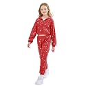 LOLANTA 2Pcs Girls Dance Outfits Cropped Sequin Jacket Pants Set, Kids Hip Hop Dance Costumes for 80s 90s Party 5-15 Years