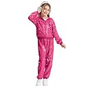 LOLANTA 2Pcs Girls Dance Outfits Cropped Sequin Jacket Pants Set, Kids Hip Hop Dance Costumes for 80s 90s Party 5-15 Years