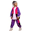 LOLANTA Boys Girls Color Block Jacket Track Pants Set Hip Hop Dance Clothes