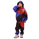 LOLANTA Boys Girls Color Block Jacket Track Pants Set Hip Hop Dance Clothes
