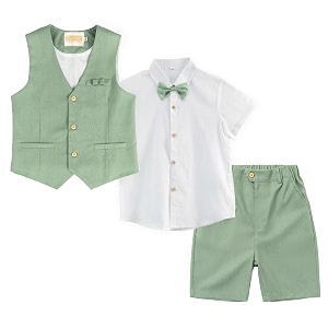LOLANTA Boys Linen Suit 4 Piece Summer
