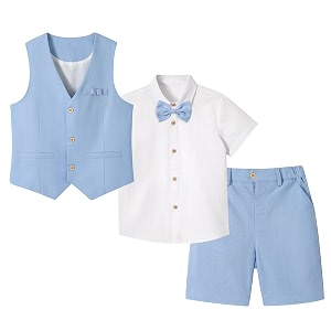 LOLANTA Boys Linen Suit 4 Piece Summer