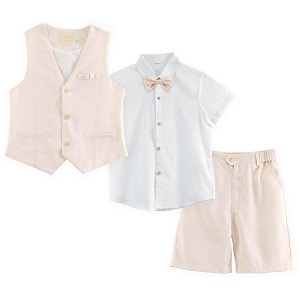 LOLANTA Boys Linen Suit 4 Piece Summer