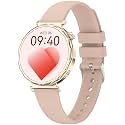 Loluka Smart Watch for Women, Pink Reloj Inteligente para Mujer for Android iOS with Answer/Make Calls/Pedometer/Sleep Monitor Round Elegant Smartwatch Silicone