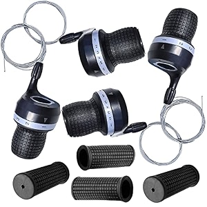 lomodo 2 pair bicycle twist grip gear shifters 3x7 speed dip compatible for shimano brand mtb bike