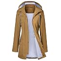 LOMON Raincoat Women Waterproof Long Hooded Trench Coats Lined Windbreaker Travel Jacket S-XXL