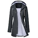 LOMON Raincoat Women Waterproof Long Hooded Trench Coats Lined Windbreaker Travel Jacket S-XXL