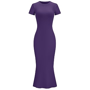 LOMON Women Fishtail Hem Ribbed Maxi Dresses