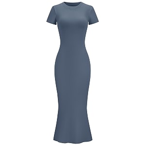 LOMON Women Fishtail Hem Ribbed Maxi Dresses