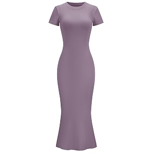 LOMON Women Fishtail Hem Ribbed Maxi Dresses