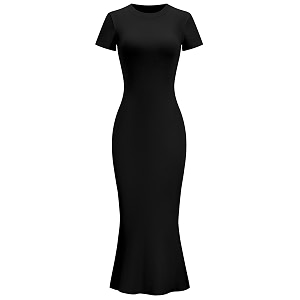 LOMON Women Fishtail Hem Ribbed Maxi Dresses