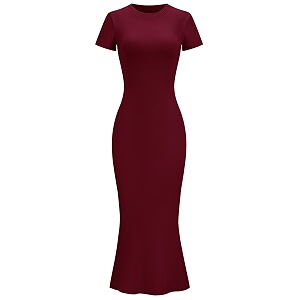 LOMON Women Fishtail Hem Ribbed Maxi Dresses