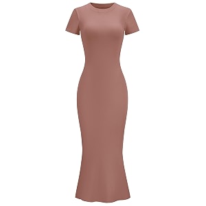LOMON Women Fishtail Hem Ribbed Maxi Dresses