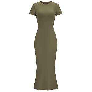 LOMON Women Fishtail Hem Ribbed Maxi Dresses