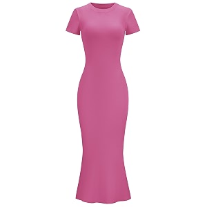 LOMON Women Fishtail Hem Ribbed Maxi Dresses