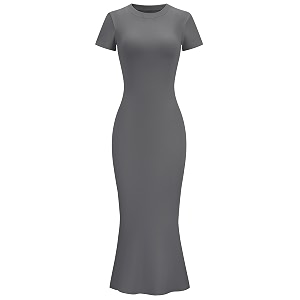 LOMON Women Fishtail Hem Ribbed Maxi Dresses