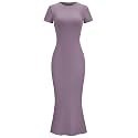 LOMON Women Fishtail Hem Ribbed Maxi Dresses