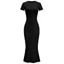 LOMON Women Fishtail Hem Ribbed Maxi Dresses