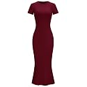 LOMON Women Fishtail Hem Ribbed Maxi Dresses