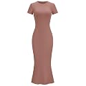 LOMON Women Fishtail Hem Ribbed Maxi Dresses