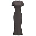LOMON Women Fishtail Hem Ribbed Maxi Dresses