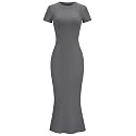 LOMON Women Fishtail Hem Ribbed Maxi Dresses