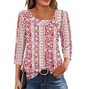 LOMON Womens 3/4 Length Sleeve T Shirts Asymmetrical Neck Tops Business Blouses for Women Fashion 2026