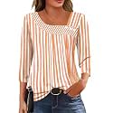 LOMON Womens 3/4 Length Sleeve T Shirts Asymmetrical Neck Tops Business Blouses for Women Fashion 2026