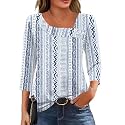 LOMON Womens 3/4 Length Sleeve T Shirts Asymmetrical Neck Tops Business Blouses for Women Fashion 2026
