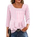 LOMON Womens 3/4 Length Sleeve T Shirts Asymmetrical Neck Tops Business Blouses for Women Fashion 2026
