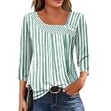 LOMON Womens 3/4 Length Sleeve T Shirts Asymmetrical Neck Tops Business Blouses for Women Fashion 2026