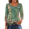 LOMON Womens 3/4 Length Sleeve T Shirts Asymmetrical Neck Tops Business Blouses for Women Fashion 2026