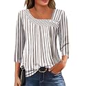 LOMON Womens 3/4 Length Sleeve T Shirts Asymmetrical Neck Tops Business Blouses for Women Fashion 2026